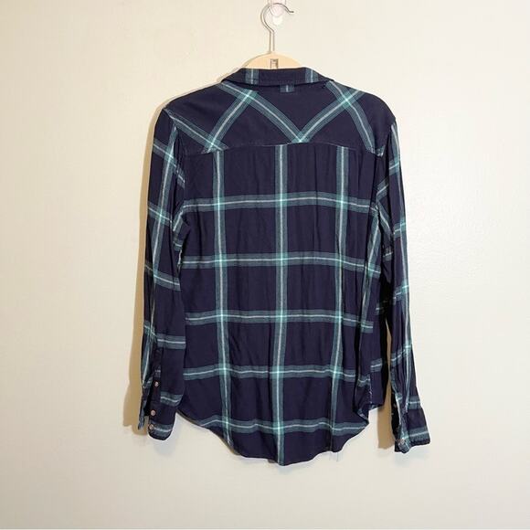 A New Day Plaid Collared Long Sleeve Front Pockets Button Down Shirt Blue XXL - Picture 6 of 15